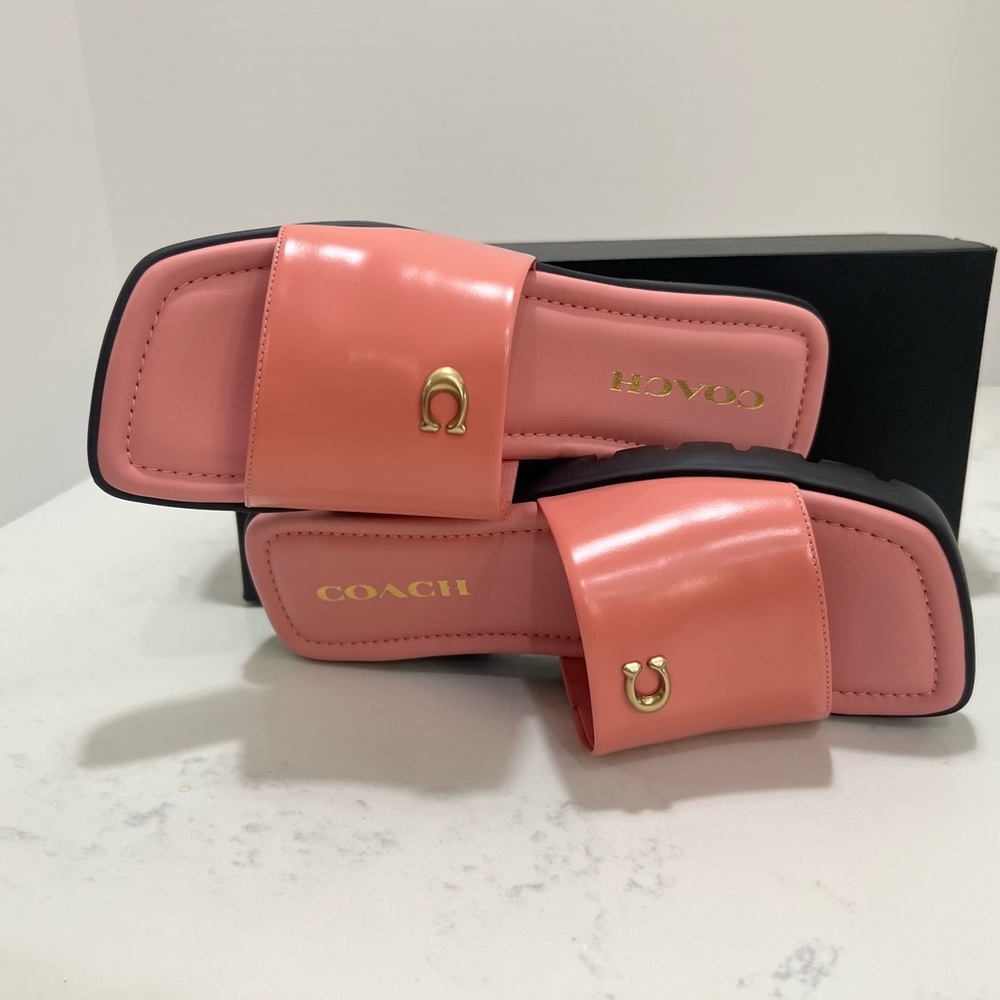 Coach Women's Pink Slide Sandals - Picture 3 of 12